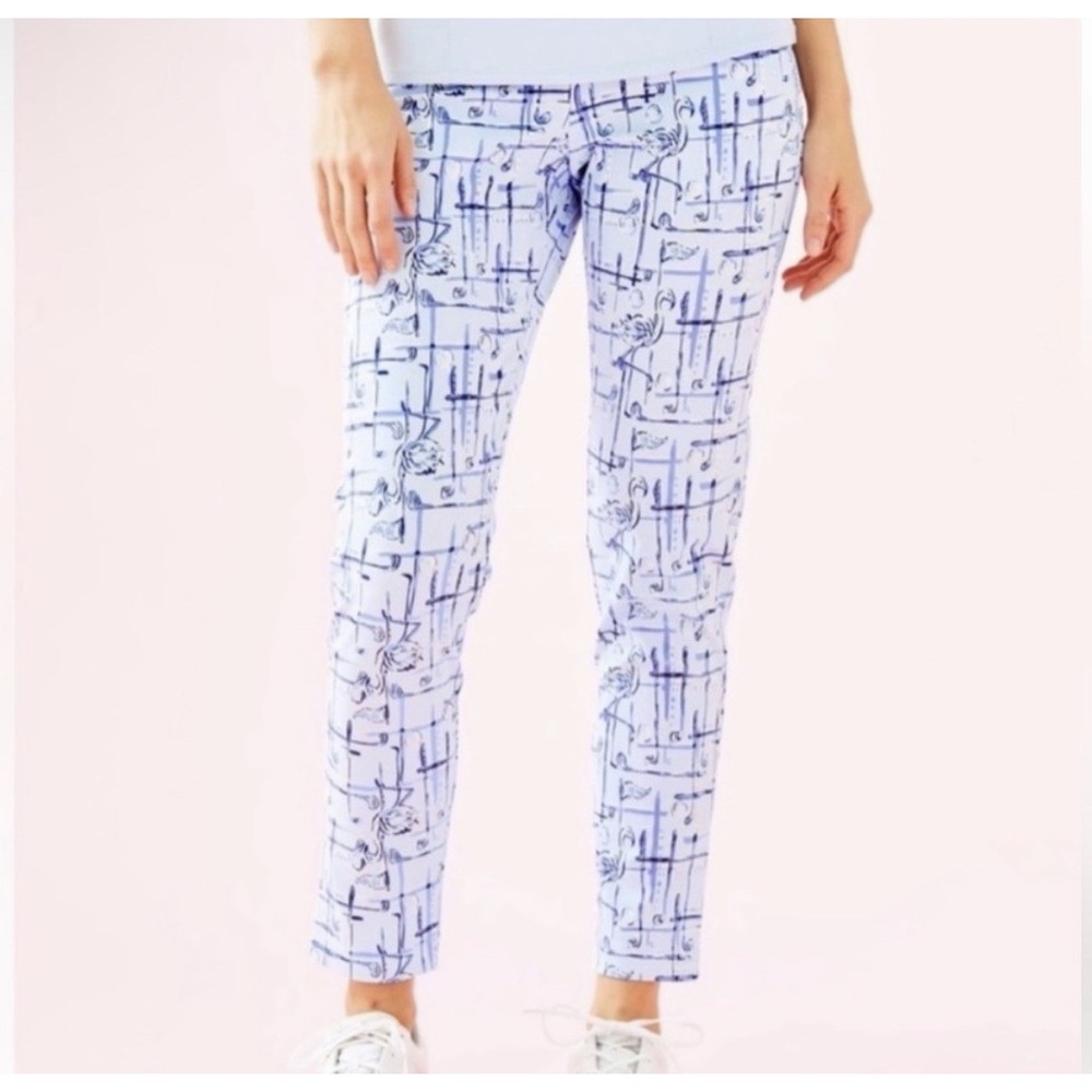 Lilly Pulitzer Corso Golf Pant Womens 6 Talk Birdie To Me Blue Luxletic NWT